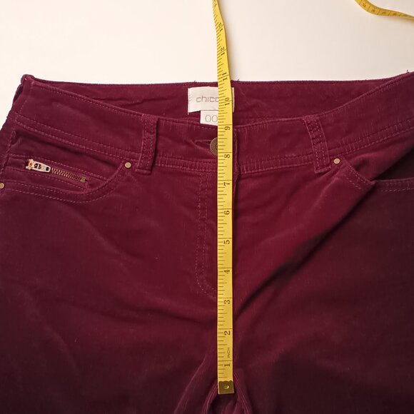 Chico's Corduroy Ankle Jeans Size 2 Mid Rise Straight Leg Burgundy Wine Color - Picture 7 of 9